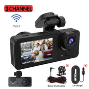 3 Channel Car DVR Camera Dash Cam HD 1080P 3-Lens Front /Rear /Inside Triple Wifi Car Camera Video Recorder Dashcam Camcorder