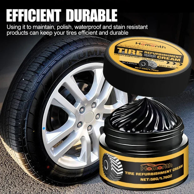 Tire Shine Coating Tyre Gloss Hydrophobic Sealant Wax Maintenance Long Cleaner Lasting Tire Agent Refurbishing 50g with Sponge