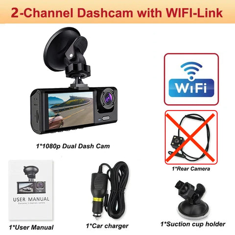 Car DVR Front&Inside＆Rear Camera for Vehicle Black Box 1080P Dash Cam for Cars WIFI APP Video Recorder Dashcam Car Accessories