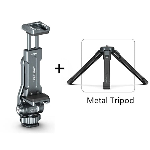 2025 Aluminum Camera Hot Shoe Phone Holder Monitor Tripod Adapter w Dual ColdShoe for iPhone Samsung DSLR Camera Mic Fill Light