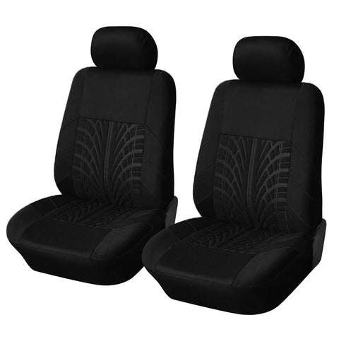 Fashion Front Car Seat Covers Car Accessories Tire Track Embossed Styling Durable Comfortable Fabric Universal Fit For Most Car