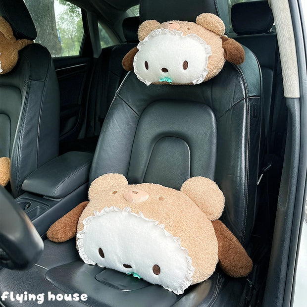 Cute Sanrio Headrest Cushion Car Seat Cartoon Kuromi My Melody Cinnamoroll Pom Pom Purin Pillow Comfortable Home Decor Girl