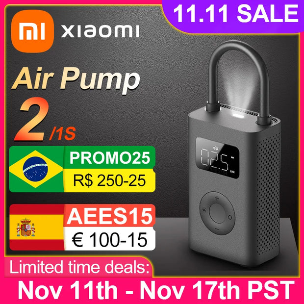 Xiaomi Mini Portable Air Pump 2 Mijia Electric Air Compressor Treasure 150PSI Type-C LED Multitool Inflator For Automotive Car S