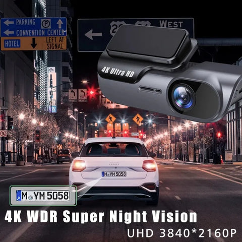 4K 3840*2160P Dash Cam WIFI Car DVR Camera Video Drive Recorder Dashcam Registrar Black Box 24 Hour Monitoring Night Vision