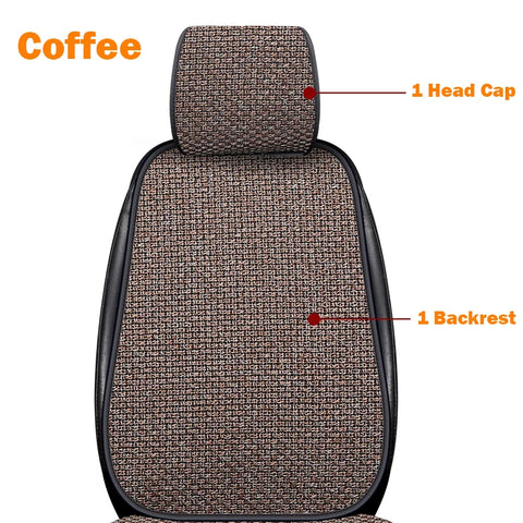 Car Seat Cover Front Rear Flax Seat Protect Cushion Automobile Seat Cushion Protector Pad Mat Backrest Headrest Auto Interior