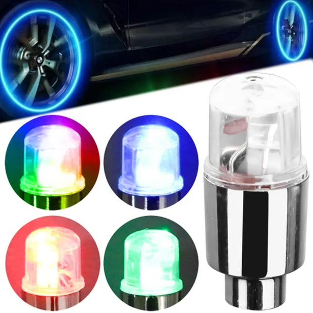 4/1Pcs Colorful LED Wheel Valve Lights Motorcycle Car Wheel Tire Valve Caps Universal Dustproof Bicycle Valve Cover