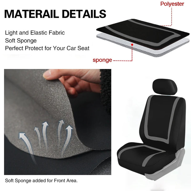 Full Set Car Seat Cover Fabric Universal Polyester Breathable Washable Suitable For Car Truck Van Suv Car Accessories Interior