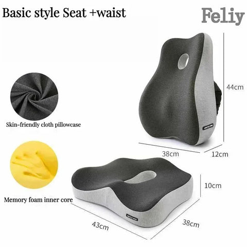 Memory Foam Seat Cushion Office Chair Cushion Car Seat Support Waist Pillow Massage Buttocks Pad Pain Relief Orthopedic Pillow