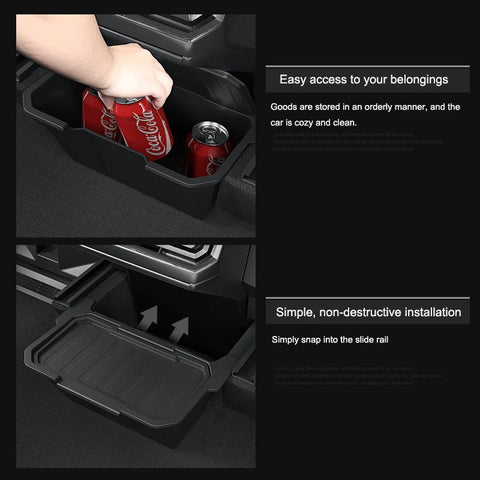 For Tesla Cybertruck 2024 Rear Center Console Storage Box TPE Organizer Box with Cover Trash Can Under Seat Car Accessories