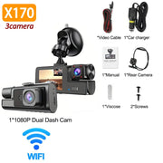 3Camera Dash Cam For Car Camera 1080P Video Recorder WIFI Car DVR Front Rear View Camera Night Vision Black Box Car Accessories