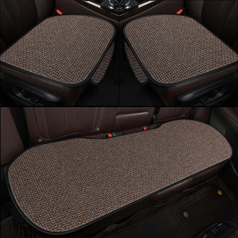 Car Seat Cover Front Rear Flax Seat Protect Cushion Automobile Seat Cushion Protector Pad Mat Backrest Headrest Auto Interior