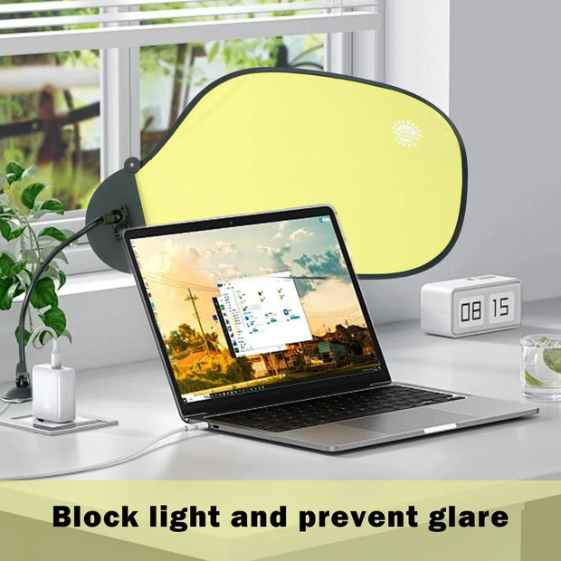 Laptop Sun Shade for Working Outside Anti-Glare Laptop Visor with Suction Cup Adjustable Bendable Office Desk Shade Folding Car