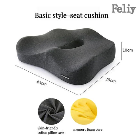 Memory Foam Seat Cushion Office Chair Cushion Car Seat Support Waist Pillow Massage Buttocks Pad Pain Relief Orthopedic Pillow