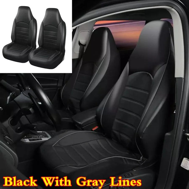 2 Pack PU Leather Front Seat Cover Car Fashion Style High Back Bucket Car Seat Protector Cover Universal Car Seat Accessories