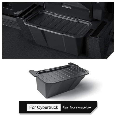 For Tesla Cybertruck 2024 Rear Center Console Storage Box TPE Organizer Box with Cover Trash Can Under Seat Car Accessories