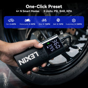 Lexin P4  Car tire air pump 150PSI portable, Tire Inflator Pump For Motorcycle,Smart Inflation Pump,Bright LED Lighting