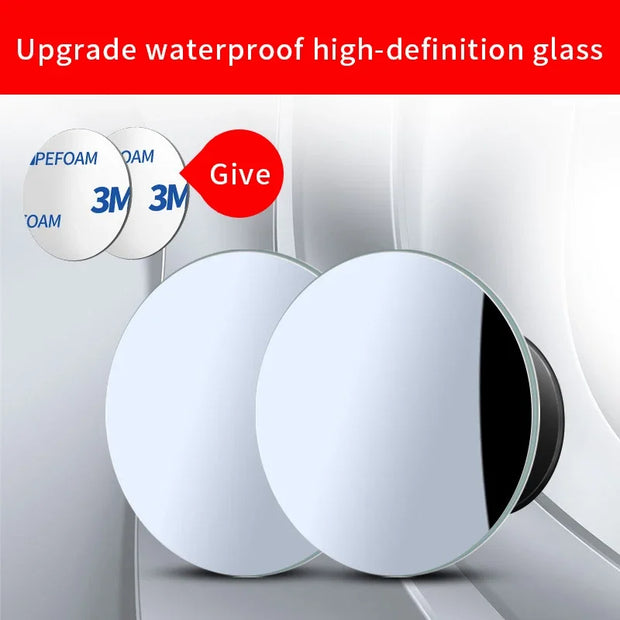 2Pcs Car Rearview Sucker Mirrors 360° Blind Spot Mirror Adjustable Round Frame Convex Wide-angle Clear Rearview Auxiliary Mirror