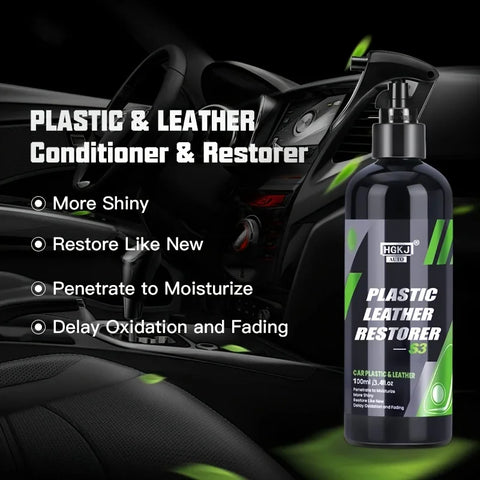 50ML/100ML/300MLCar Plastic Leather Rubber Restorer Spray Back to Black Gloss Interior Plastic Renovator for Auto Cleaning