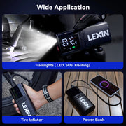 Lexin P4  Car tire air pump 150PSI portable, Tire Inflator Pump For Motorcycle,Smart Inflation Pump,Bright LED Lighting