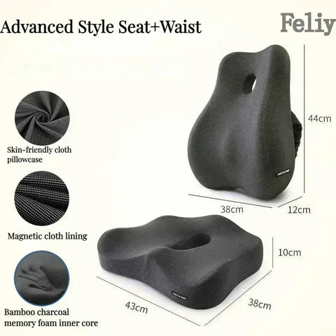 Memory Foam Office Chair Cushion Car Seat Support Waist Pillow Massage Lumbar Pain Relief Cushion Slow Rebound Orthopedic Pillow