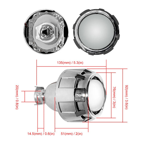 KUNFINE 2PCS/lot 2.5 inch Bi-Xenon HID Projector Lens Shrouds car high/low beam for car headlight halogen or xenon bulb