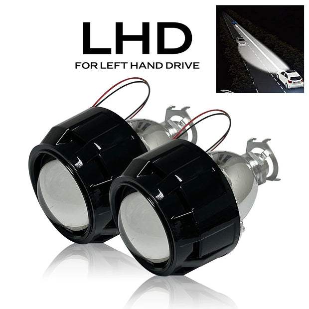 KUNFINE 2PCS/lot 2.5 inch Bi-Xenon HID Projector Lens Shrouds car high/low beam for car headlight halogen or xenon bulb