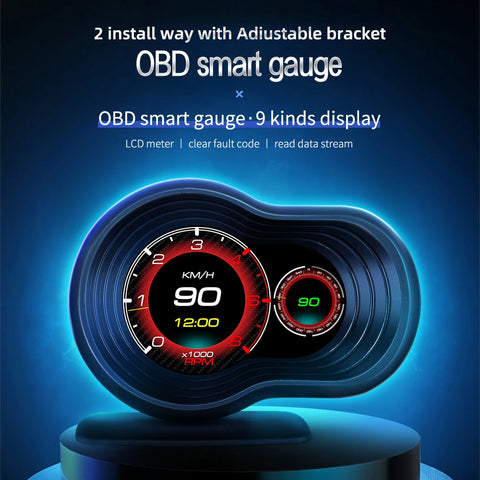 AD F9 OBD Head Up Display FOR HUD Smart Car On-board Computer Gauge Digital Speedometer Alarm Water Temp Oil Temperature Turbo