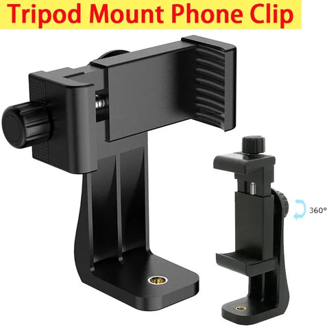 Tripod Mount Universal 360 Degree Mobile Phone Clip Compatible With 1/4 Screw Cellphone Holder Desk Tripod Adapter For iphone