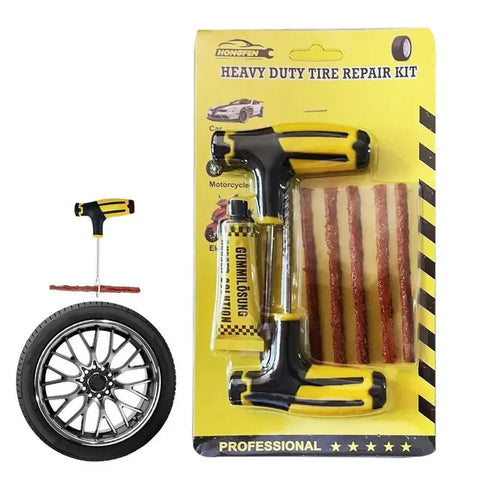 Car Tire Puncture Plugs Vacuum Tire Pass Emergency Repair Tools Glue Strips Glue Quick Repair Tire Repair Kit Patch Tool Set