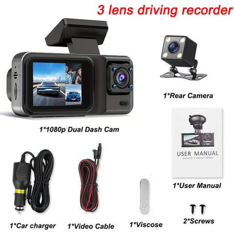 3 Channel Dash Cam for Cars Black Box Camera Car DVR 1080P Video Recorder Rear View Camera for Vehicle Car DVR car accessories