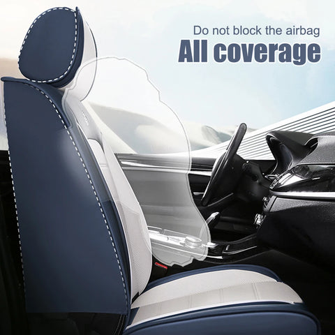 PU Leather Front Car Seat Covers Airbag Compatible Four Season Universal Fit Most Car SUV Car Accessories Full Set Car SeatCover