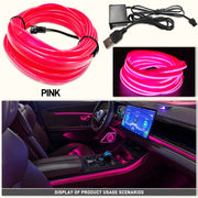 1M/3M/5M Car Interior Led Decorative Lamp EL Wiring Neon Strip For Auto DIY Flexible Ambient Light USB Party Atmosphere Diode