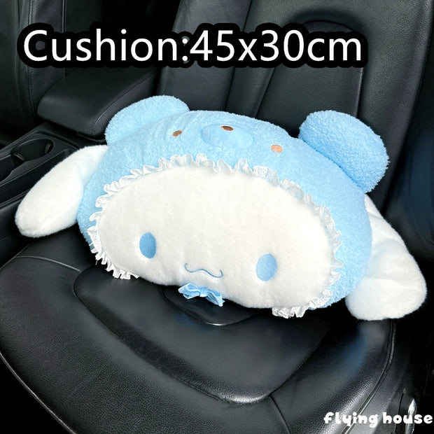 Cute Sanrio Headrest Cushion Car Seat Cartoon Kuromi My Melody Cinnamoroll Pom Pom Purin Pillow Comfortable Home Decor Girl