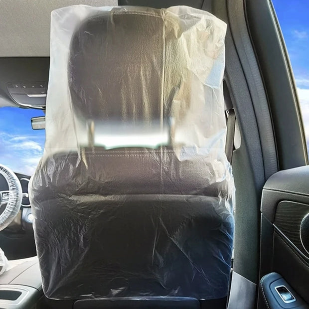 100Pcs Disposable Vehicle Seat Dustproof Covers 140x80cm Transparent Universal Car Seat Chair Protector Waterproof Plastic Cover