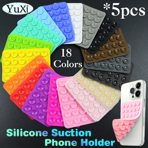 5Pcs Silicone Suction Phone Holder Multifunctional Suction Cup Mat Wall Stand Anti-Slip Single Sided Case Mount Back Stickers