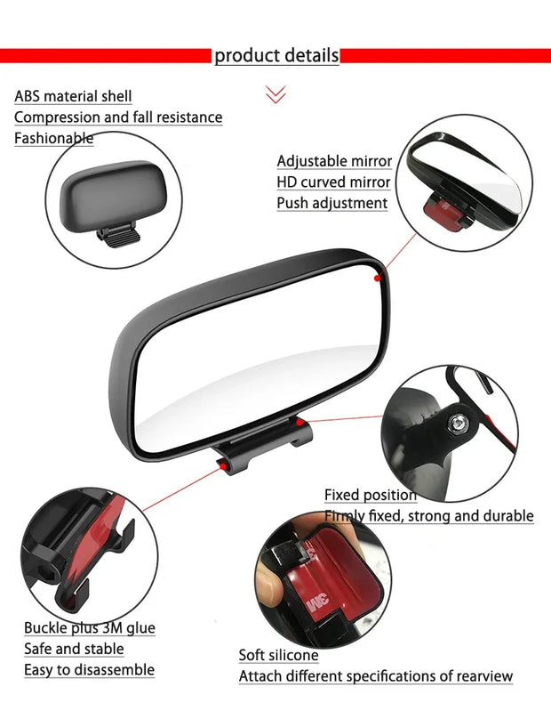 Rear view mirror with blind spot mirror, reverse assist mirror coach car universal observation 3R small round mirror Accessories