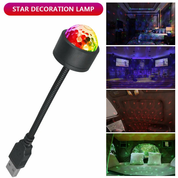 1pcs Car Interior Lights Roof Star Light USB LED Starry Atmosphere  Projector Decoration Night Party Decor Galaxy Light