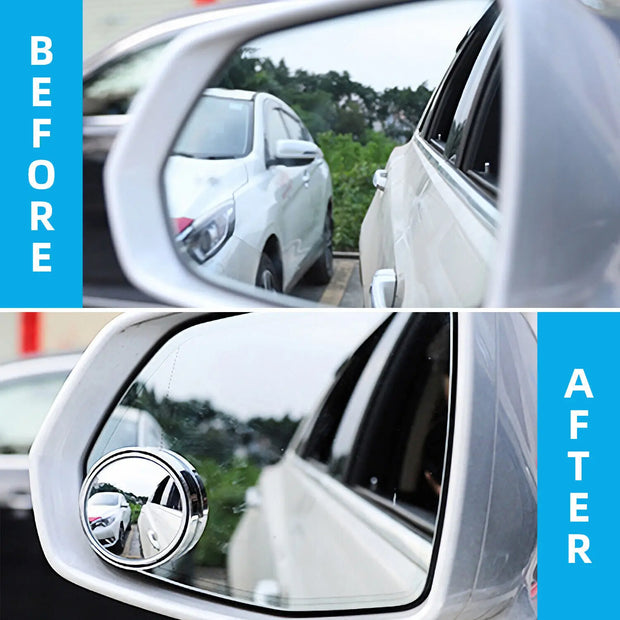 2Pcs Car Rearview Sucker Mirrors 360 Degree Blind Spot Mirror Adjustable Round Frame Convex Clear Rearview Auxiliary Mirror