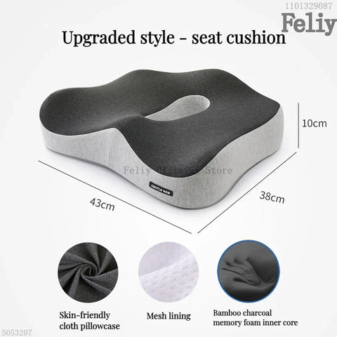 Memory Foam Car Seat Support Waist Cushion Massage Lumbar Orthopedic Pillow Office Chair Buttock Cushion Pain Relief Pillow Sets