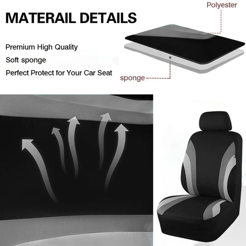 Universal Car Seat Covers Full Set Universal Breathable Fabric Seat Covers For Car Fit for Most Car SUV Interior Accessories