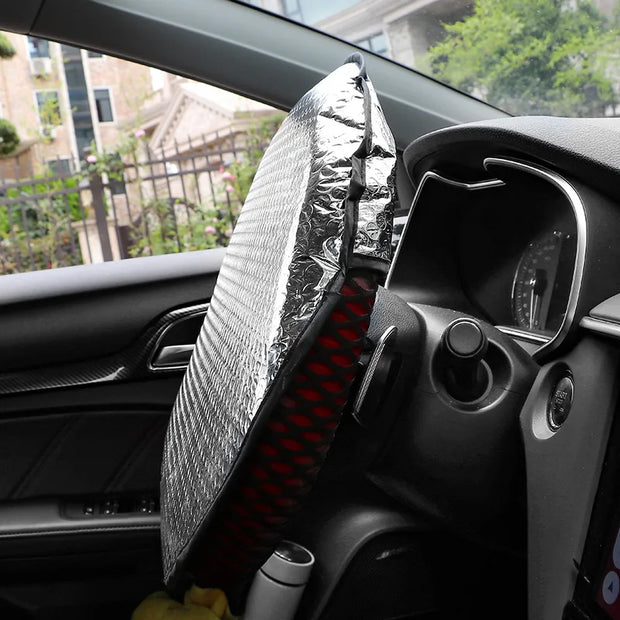 Car Windshield Sunshade Aluminum Foil Anti-uv Sun Protection Foldable Sunscreen Car Supplies Car Steering Wheel Sun Shade Silver