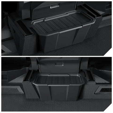 For Tesla Cybertruck 2024 Rear Center Console Storage Box TPE Organizer Box with Cover Trash Can Under Seat Car Accessories