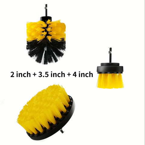 7-Piece Drill Brush Attachment Set, Cleaning Brush Tool Kit, Multi-Purpose Drill Brush with Extension Pole for Floor, Automotive