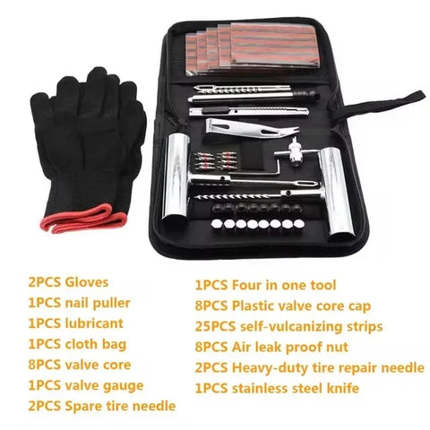 46/62 Pcs Set Car Tire Repair Tool Tire Repair Kit Studding Tool Set Auto Bike Tire Repair Puncture Plug Garage Car Accessories