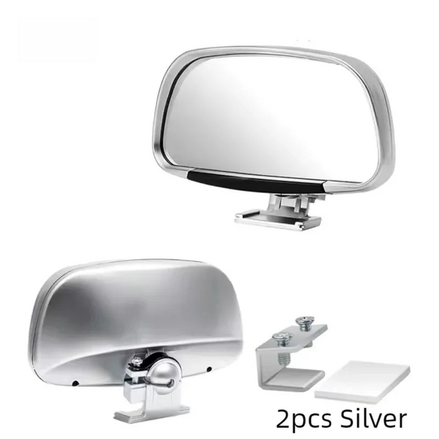 2pcs 360-Degree Rotation Safety Convex Mirror Wide Angle Self-Adhesive Car Blind Spot Mirror Auto Auxiliary Rear View Mirror