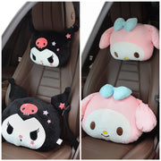 Sanrio Cute Kuromi Car Headrest Safety Seat Belt Cover Kawaii Japanese Style Back Cushion Plush My Melody Car Decoration Gifts