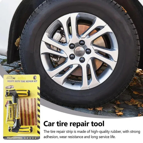 Car Tire Puncture Plugs Vacuum Tire Pass Emergency Repair Tools Glue Strips Glue Quick Repair Tire Repair Kit Patch Tool Set