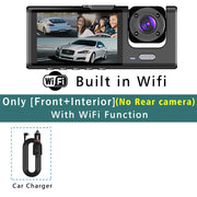 WiFi 3 Channel Mini Car DVR Three Way Dash Cam Inside Vehicle Camera DVRs Recorder FHD 1080P Video Dashcam Camcorder Black Box