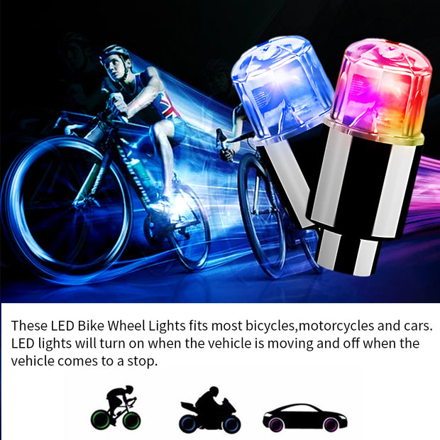 4/2/1Pcs Tire Valve Cap Lights LED Tire Lights for Car Air Valve Caps with Lights for Motorcycles Bicycles Electric Vehicles