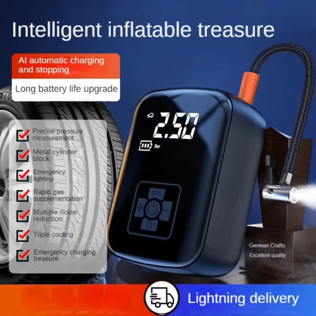 Portable Car Air Pump Electric Tire Inflator Pump Wireless Intelligent Digital Display Tire Gases Machines Car Air Compressor